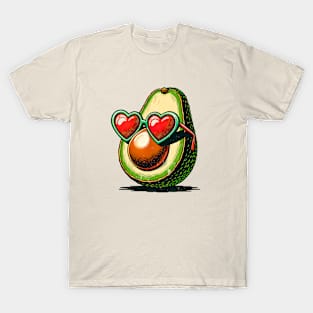 Avocado Love: Heart Shades Valentine's Day T-Shirt T-Shirt